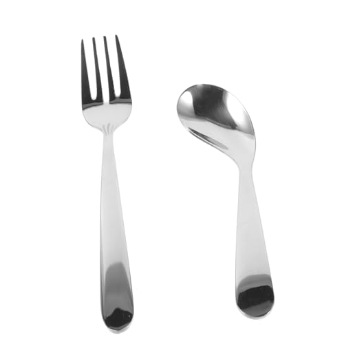 GRADENEVE 1 セット 食品 給餌 角度付き スプーン 食事 給餌 スプーン 補助 スプーン 角度付き スプーン 食器 適応 高齢者向け 実用的 スプーン 角度付き 給餌 フォーク 重し付き