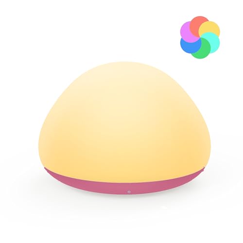 JolyWell Nachtlicht Kinder, RGB Silikon Stilllicht Nachttischlampe, USB Wiederaufladbar, Mit Timer Dimmbar Touch Kinderbett Nachtlicht, Kinder Schlafzimmer Dekor Kinder Geschenke