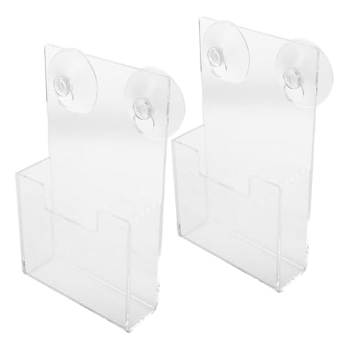 Levemolo 2pcs Acrylic Wall Mounted Magazine Holder with Suction Cups, Pamphlet and Card Organizer Rack for Office and Bathroom Storage