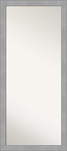 Amanti Art Full Body Silver Framed Floor Leaner Mirror, Glass Size 24X60, Vista Brushed Nickel #TOP12