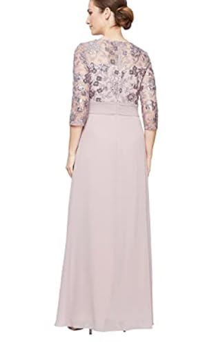 Image of Alex Evenings Womens Long Lace Top Empire Waist Dress