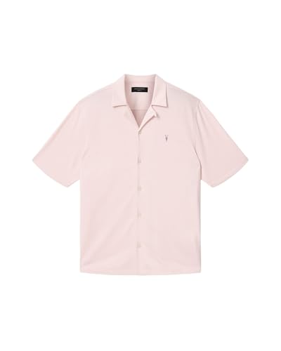 All Saints Koszula męska Hudson SS Casual Shirt, Muszla różowa, M