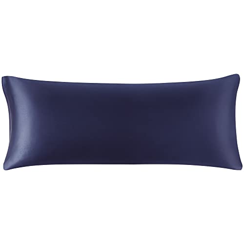 PICCOCASA Taie d'oreiller de traversin en satin doux et infroissable avec fermeture éclair - 50 x 140 cm - Bleu marine, 4ft 6