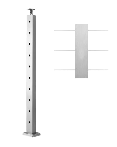 VEVOR Level Drilled Cable Railing Post, 10 Holes, 36x1x2 Inches Stainless Steel Cable Railing System Kit for Indoor Outdoor Deck Balcony, 1 Pack, Silver, Product ID 1JZLGZXYS914I4BDB001V0