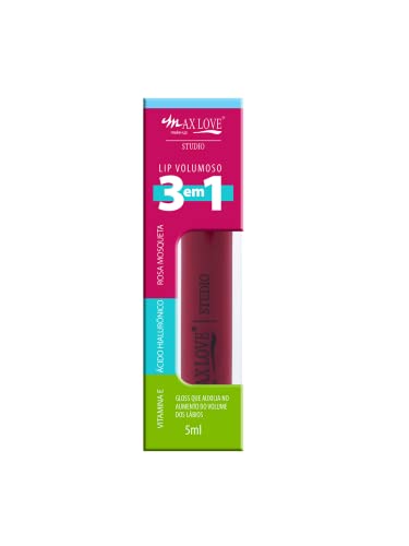 Max Love Gloss Labial Lip Volumoso Cor 12 - Nude Com Glitter - Aumento Dos Lábios 5 Gloss Labial Lip Volumoso 3 em 1 Cor 306 - Max Love