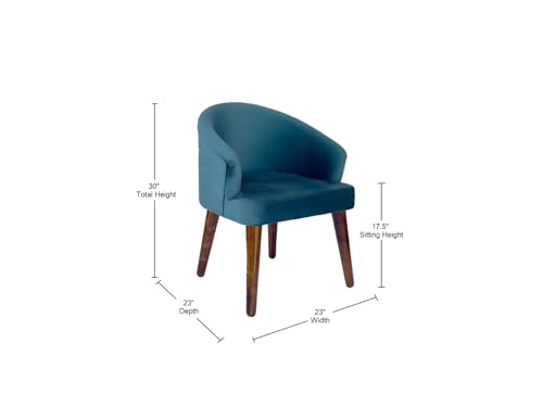 Image of DaneWood Wooden Dining Table 4 Seater | Four Seater Dinning Table with 4 Upholstered Dining Chairs | Dining Room Sets for Restaurants | Sheesham Wood | Honey Finish & Blue Velvet Fabric Chairs