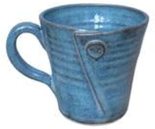Coffee mug tea cup with a button hand thrown stoneware handmade pottery wheelthrown ceramic