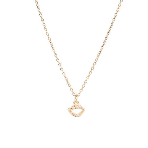 Image of SALTY Anti Tarnish Kiss Charm Pendant Necklace for Women | Stylish Locket Chain | Fashion Jewellery Accessories for Girls | Minimal Jewelry | Ideal for Gifting | Marriage, Birthday | Gift for Valentine Day