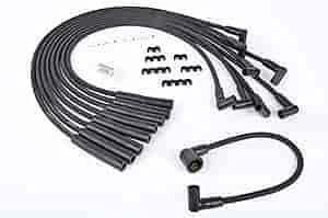 JEGSBlack Ultra Pow’r Wires | 8.5mm | Made in USA | For Ford 351W, 351C, 390, 429, & 460 Engines With HEI Cap | Multi-Angle Spark Plug Terminals & 90 Degree Male Distributor Terminals