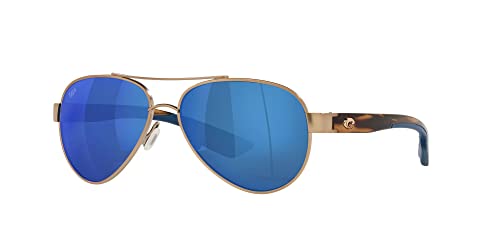 Costa Del Mar Women's Loreto Aviator Sunglasses, Golden Pearl/Polarized Blue Mirrored 580P, 56 Mm #TOP1