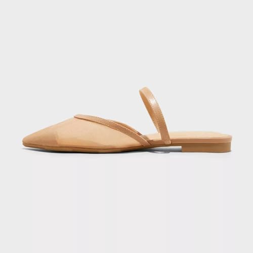 Image of Mesh Mules for Women Comfy Raffia Woven Strap Closed Pointed Toe Mule Flats Casual Slip on Dress Slides Flats
