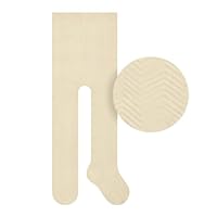 SELENE BEBÊ INFANTIL Meia Calça com Textura Confortável Algodão Meninas Kids, Marfim, 0-4 Meses