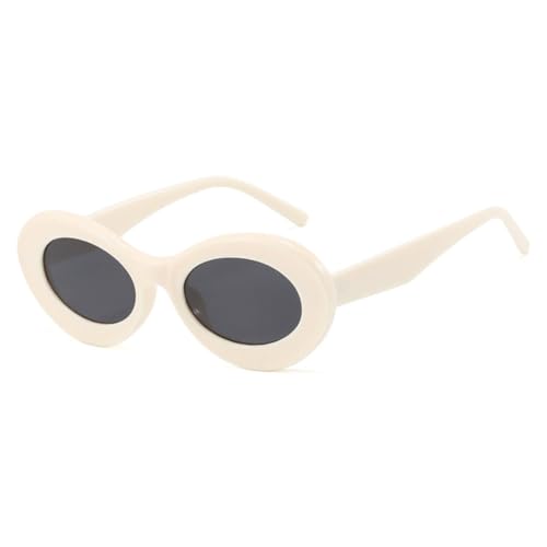 Lunettes de soleil ovales femmes LVTFCO tendance vintage beige gris protection UV chic