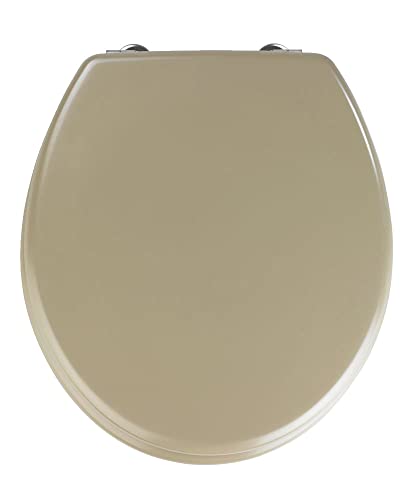 WENKO Abattant WC Prima beige sable mat - approprié pour les réservoirs de chasse d`eau, fixation en acier inox, MDF, 37 x 41 cm, Beige