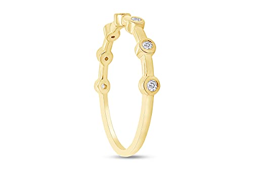 SAVEARTH DIAMONDS 7-Stone Design, 1/10 Carat Round Cut Lab Grown Diamond Bezel Set Half Eternity Wedding Band Ring In 10k Gold Jewelry For Women, (0.10 Cttw)4