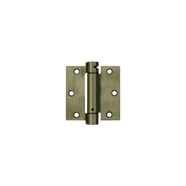 3.5 x 3.5 in. Spring Hinge with Square Corners Antique Brass