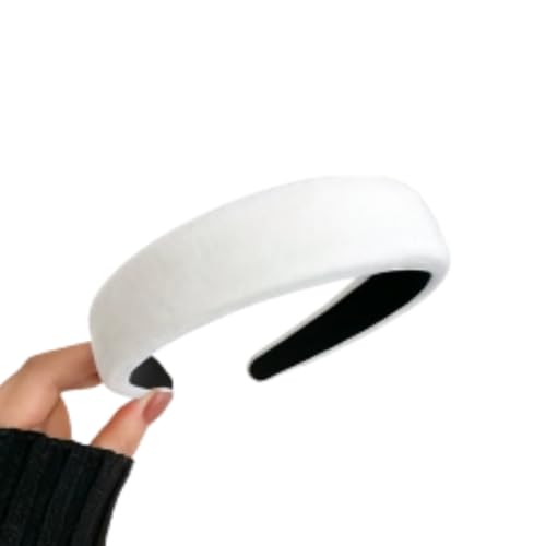 Tiara Faixa de cabelo Elegante francesa com Borda Larga (Branco, único)