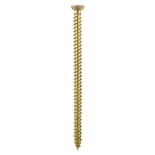 Concrete Screws, TX 30, Size 7.5 x 70, Flat Countersunk, Color Yellow, Material Carbon Steel, 25 in Pack
