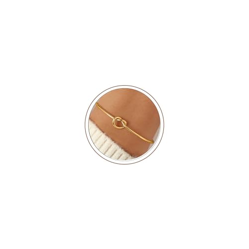 Turandoss Gold Knot Bangle Bracelets for Women - Dainty 18K Gold Plated Cuff Bangle Bracelets for Women Trendy Adjustable Love Knot Cuff Bracelet Jewelry Gifts - image 1