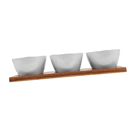 Cabilock 1 Juego Juego de platos de bocadillo envase almuerzo bol seco bochas plato para servir Bandeja de comida Bandeja de refrigerios bandejas de comida Madera