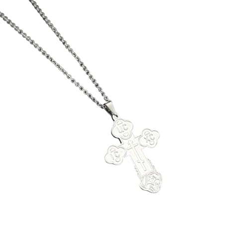 Croix orthodoxe en acier inoxydable massif - Collier slave de prière haute finition