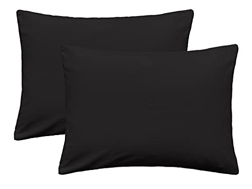 Image of Soft Pillow Covers 18 x 32 Inches - 100% Egyptian Cotton 400 Thread Count Set of 2 Pillow Cover Set Envelope Closure Hotel Quality Pillowcase - Black
