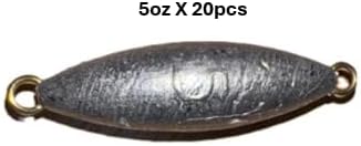 Torpedo Fishing Sinkers 5oz - 20 Pieces (Lead, Fishing Weight, Double Ring Good for Salt and Fresh Water)
