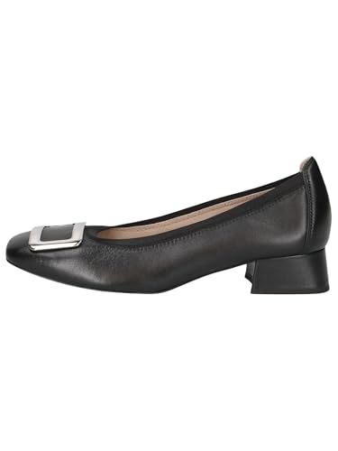 CAPRICE Women Pumps Leather Low Heel, Black (Black Nappa), 6 UK