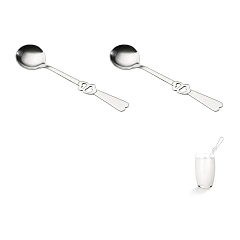 2 Pcs Teaspoons Dessert Spoons Stainless Steel Coffee Spoons Long Handle Spoons for Chocolate Latte Iced Coffee Tea Hot Drink Cover