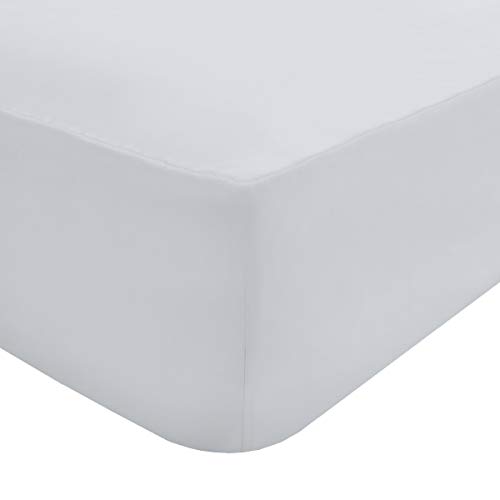 Sleepdown 100% Egyptian Cotton 16" 40cm Extra Deep Fitted Sheet 200 Thread Count Bedding - White - Double