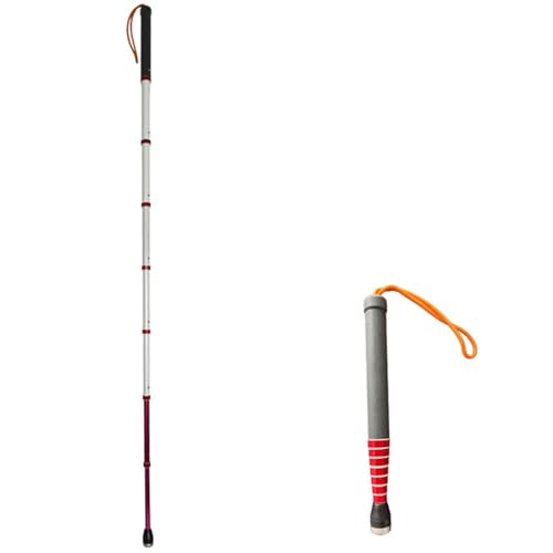 Tavkomco Telescopic Blind Cane - Titanium Alloy Walking Cane with Warning Reflective Film,for The Blind or Visually Impaired Mobility Aids Assist Tool(A,128cm/50.4in)