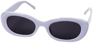 نظارة شمسية بيضاوية sg697، اطار ابيض سادة، عدسات داكنة