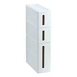 loyfreeyo 隙間収納キャビネット スリムラック スリムストッカー 隙間ストッカー 引き出し 14cm超狭キッチンストッカー 洗面化粧台収納棚 洗面所 冷蔵庫横 洗濯機 トイレ収納 (ホワイト,3階)