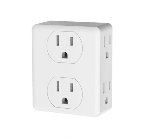 Outlet Extender, HICITY Multi Plug Outlet with 6 Electrical Outlets Adapter, 3-Prong Wall Outlet Tap for Cruise Ship Home Office Dorm, White (1 Pack)