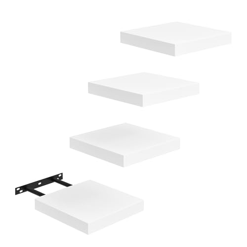 FURNITABLE Schweberegal 4er Set Kompakt 20x20cm Wandregal MDF für Bad,...