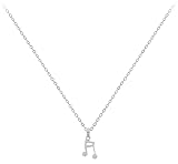 ENTREPLATA Collar de Plata de Ley 925 con Colgante Nota Musical Gargantilla Elegante con Cadena para Mujer Señora Chica Joven Niña Joya Artística Regalo Original Corchea de 20 mm.