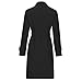 Maiyifu-GJ Mid Long Trench Coat for Women Double Breasted Classic Lapel Windproof Overcoat Fashion Outerwear With Belt (Black,Medium)
