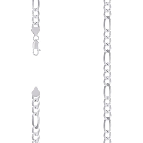 Chaîne Figaro en argent 925 rhodié 6.6 mm 46 cm pour homme et femme