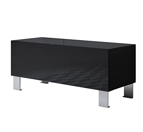 Meuble TV Modulable Aluminium Et Verre - Gris - 90x55x150 Cm - Occasion