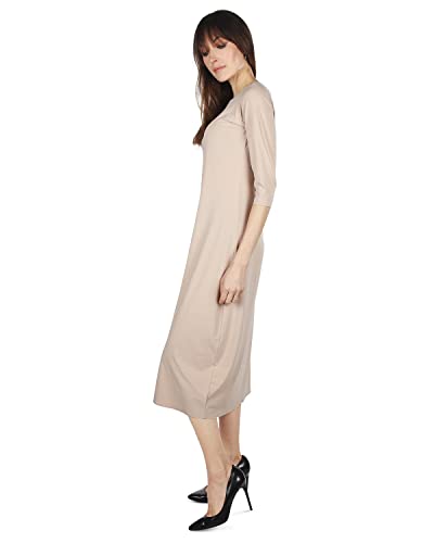 MeMoi Women's Silky-Smooth Bonded 3/4-Sleeve 48" Slip Dress4