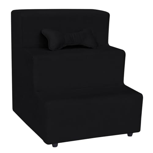 Escadinha Pet 3 Degraus Cachorro e Gato Veludo Preto