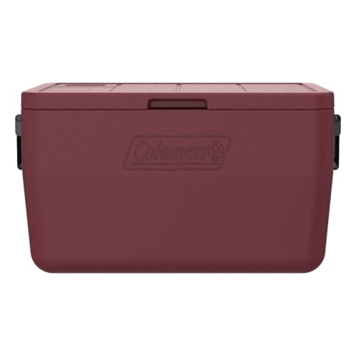 Coleman Chiller 48qt Portable Cooler with Ice Retention and 2-Way Heavy Duty Handles Leak Resistant Great for Camping Concerts Sports and More Cranberry