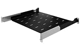 Stalflex | Półka Regulowana Standard Rack 19 cali 1U 350mm, Metal, Czarny | Półka Rackowa 19 Cali Płaska Perforowana, Regulowana do Montażu w Szafach Serwerowych i Sieciowych w Systemie Rack