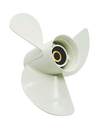 Image of BOLT&GYRE 13 1 /4 x 17-K OEM Aluminum Outboard Boat Propeller, 6E5-45945-01-EL,fit Yamaha Engines 60-130HP, 15 Spline Tooth, white