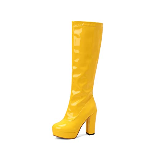 Bottes de danse pour boîte de nuit à talons hauts vernies 11cm