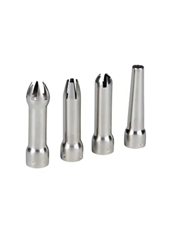 RuneSol 4 x Stainless Steel Whip Cream Dispenser Tips, Four Nozzles Multipack, Replacement Parts for Dessert Decoration Cake Decorating