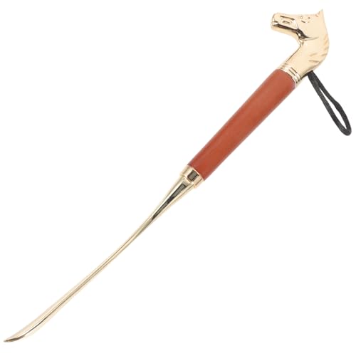 Chausse-pied long en bois et alliage marron pour enfiler ses souliers sans effort