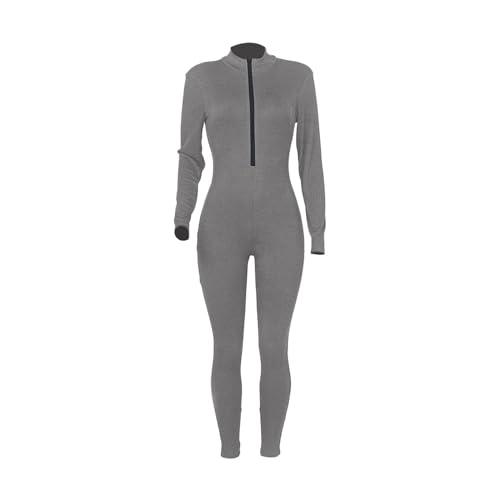 Combinaison moulante longue pour femme à manches longues et col en V