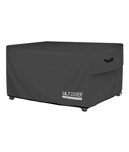 ULTCOVER Rectangular Gas Fire Pit Table Cover 57x22 inch Waterproof Heavy Duty Firepit Cover, Black