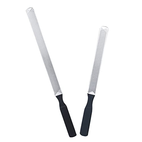 IWOWHERO 2個 ネイルサイザーファイル 鋼鉄 マニ 足の爪 つま先 道具 爪用ファイル 研磨 天然爪用金属爪やすり ナチュラルネイル用の爪やすり Black ステンレス鋼
